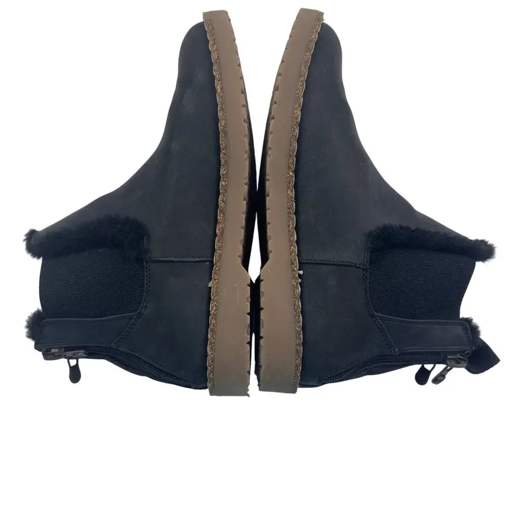 Blowfish Chillin Shr Black Faur Fur Comfortable Chelsea Boots Women's Size 6.5